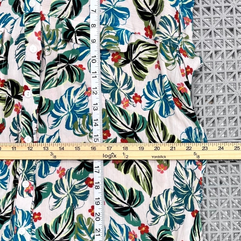 Lost + Wander Tropical Monstera Floral Rayon Button Down Dress M/L Vacation - Picture 8 of 10